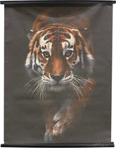 DKNC - Wandkleed tijger Simba - Linnen - 117x3x147cm - Multi