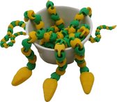 Fidget Toy Slang Geel Groen | Vera's Arts & Dice | 3D Print | Handgemaakt | Articulated Snake | Gelede Gewrichten Slang | Huisdier | Fidget Speelgoed