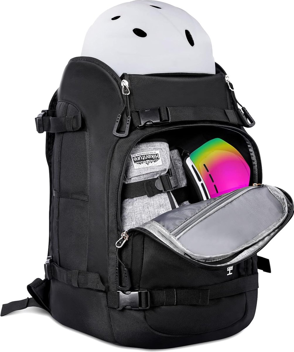 Sac à Dos De Ski 50L – Grand Compartiment Casque Et Chaussures, Imperméable, Pour Snowboard Et Patins