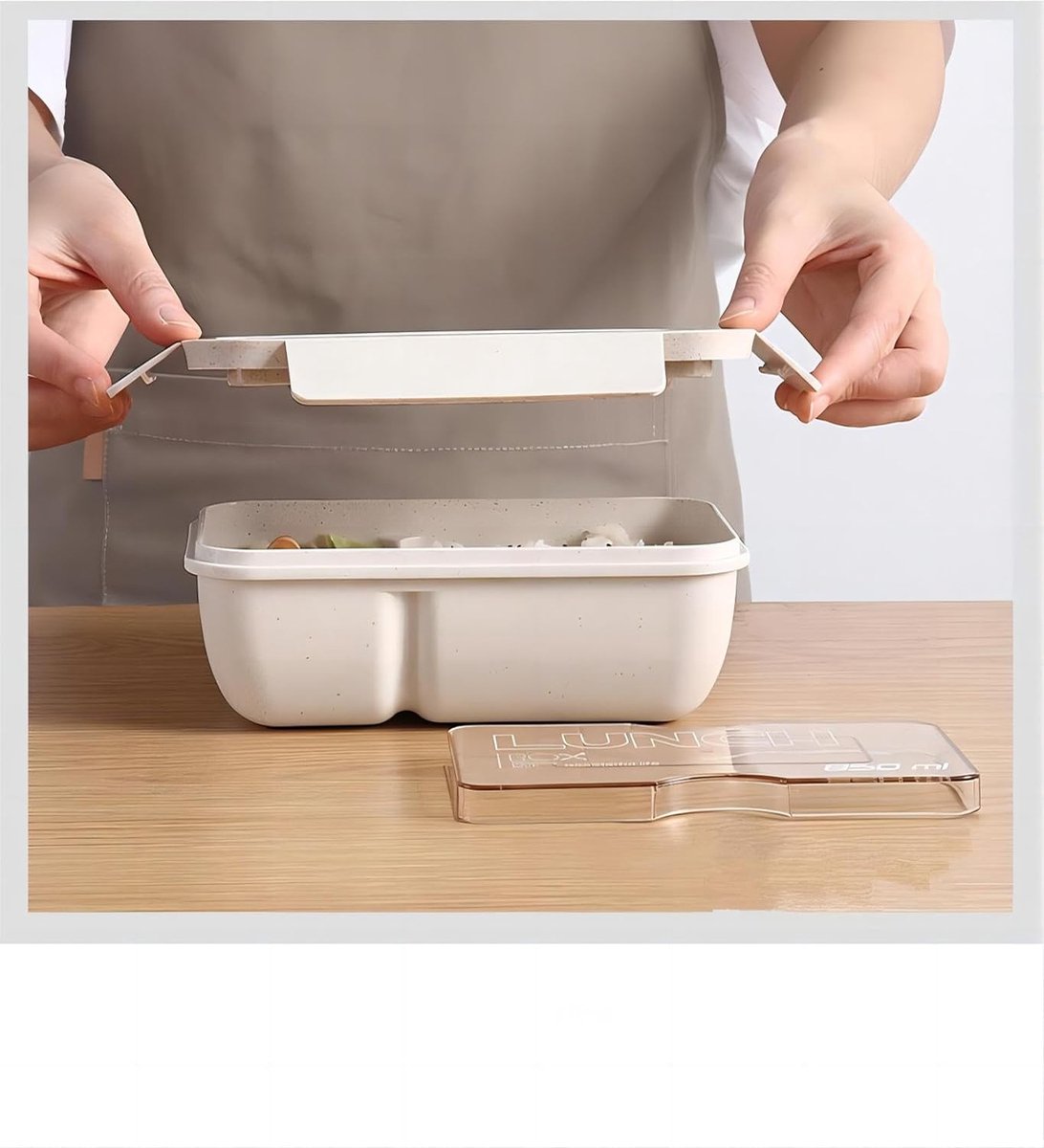 Rongxze Lunchbox, broodtrommel voor volwassenen, lunchbox van roestvrij staal met houten deksel, 1400 ml, BPA-vrij, voor lunchboxen, reisparicks, hoogwaardige doos, grote porties