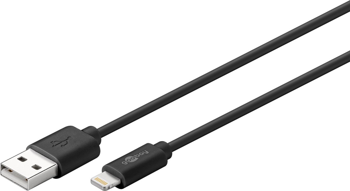Lightning USB kabel voor Apple iPhone, iPad en iPod 2m Zwart