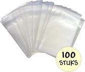 Fako Bijoux® - Cellofaan Zakjes Frosted 8x10cm - Zakjes Met Plakstrip - Zelfklevende Zakjes - Uitdeelzakjes - Mat Transparant - 100 Stuks
