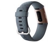 CHPN - Horlogebandje - Bandje geschikt voor Fitbit - Fitbit Charge 3 - Sportbandje - Grijs (leisteen) - M/L - Horlogeband - Excl. fitbit - Armband -Polsband - Stappenteller