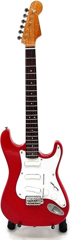 Mini gitaar Mark Knopfler Rood 25cm Miniature- Guitar-Mini -Guitar- Collectables-decoratie -gitaar-Gift--Kado- miniatuur- instrument-Cadeau-verjaardag