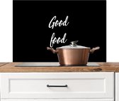 Spatscherm keuken 90x60 cm - Kookplaat achterwand Quotes - Eten - Spreuken - Good food - Muurbeschermer - Spatwand fornuis - Hoogwaardig aluminium