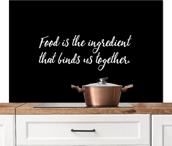Spatscherm keuken 120x80 cm - Kookplaat achterwand Quotes - Eten ...