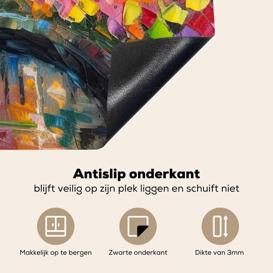 KitchenYeah® Inductie beschermer 60x60 cm - Olieverf - Amsterdam - Kunst - Kleurrijk - Kookplaataccessoires - Afdekplaat voor kookplaat - Inductiebeschermer - Inductiemat - Inductieplaat mat