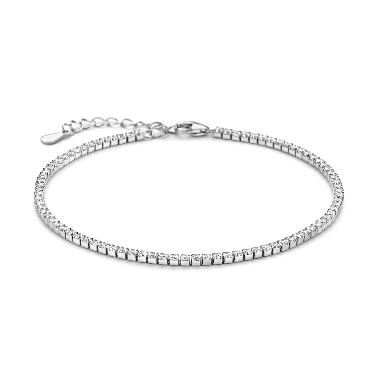 New Bling 9NB-1249 Zilveren Tennisarmband - Zirkonia - 1,5mm - Armband - 17+3cm - Cadeau voor haar - Rhodium - Zilver
