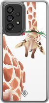 Casimoda® hoesje - Geschikt voor Samsung Galaxy A52 5G - Giraffe - 2-in-1 case - Schokbestendig - Giraffe - Verhoogde randen - Bruin/beige, Transparant