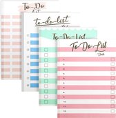 Belle Vous 4 Pak Geassorteerde Kleur Dagelijkse To-Do List Notepad Planners - 50 Vel Checklist Notebooks met Ongedateerde Pagina’s - Memo/Organizers voor Boodschappenlijsten, management en Agenda’s