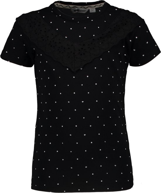 Moodstreet shirt zwart met witte stippen print voor meisjes - maat 86/92