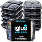 Récipients de Prep de repas réutilisables sans BPA à 3 compartiments – Récipients Nourriture en plastique avec Couvercles hermétiques