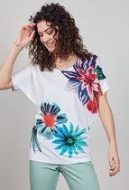 DIDI Dames Loose tee Flow in offwhite with Floral Medley panel maat 42