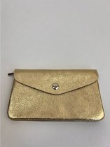 Portemonnee GROOT Goud metallic - 16 x 9 cm - Accessoire - Geld - Modern - Hip - Trendy - Trendsetter - Wauw - Fashion - Trending - Zak formaat - Handig - Gadget - Wallet - Blush Purse - Make up - Accessoires - Dames - Kinderen - Vrouw - Metallica