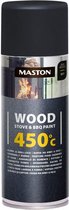 Maston Wood Stove & BBQ spuitverf - Mat - Metallic Zwart - Hittebestendige Spuitlak - 400 ml