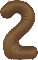 Folat - Folieballon Cijfer 2 Chocolate Brown - 86 cm