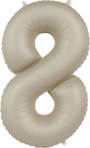 Folat - Folieballon Cijfer 8 Creamy Latte - 86 cm