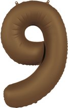 Folat - Folieballon Cijfer 9 Chocolate Brown - 86 cm