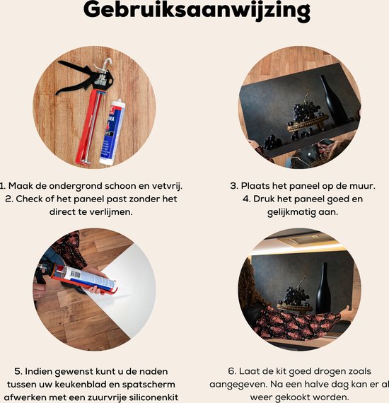 Spatscherm keuken 60x40 cm - Kookplaat achterwand Stilleven - Zwart - Fles - Druiven - Muurbeschermer - Spatwand fornuis - Hoogwaardig aluminium