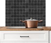 Spatscherm keuken 80x55 cm - Kookplaat achterwand Tegels - Zwart - Industrieel - Patronen - Muurbeschermer - Spatwand fornuis - Hoogwaardig aluminium