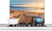 Spatscherm keuken 80x55 cm - Kookplaat achterwand Strand - Trap - Portugal - Muurbeschermer - Spatwand fornuis - Hoogwaardig aluminium