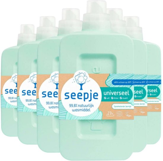 Seepje Vloeibaar Wasmiddel Universeel Sprankelende Jasmijn 23 Wasbeurten - 6 x 1 liter - Voordeelverpakking