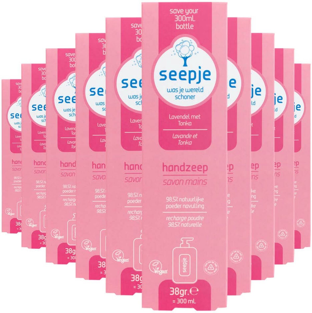 Goedkoopste 10x Seepje Handzeep Navulling Lavendel met Tonka 38 gr