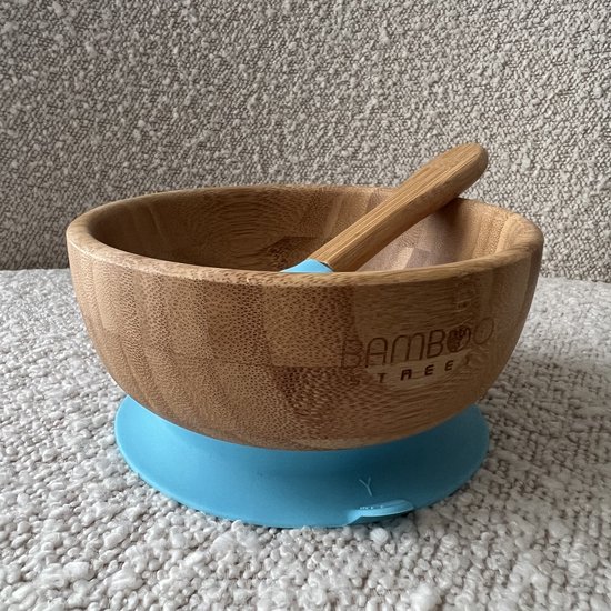 Bamboe Street bamboo bowl organisch bakje - Baby Cadeau - Kinderservies set - Zuignap - Kinderbord - Baby servies - Baby bestek - Melamine & BPA-vrij - Kraamcadeau - Babyshower cadeau - Baby - Geboorte Cadeau - zuignap - milieuvriendelijk blauw blue