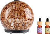 Whiffed Amber® Luxe Aroma Diffuser - Incl. 2x Etherische olie - Lavendel - Rozemarijn - Geurverspreider met Glazen Design - 8 uur Aromatherapie - Tot 80m2 - Essentiële Olie Vernevelaar & Diffuser