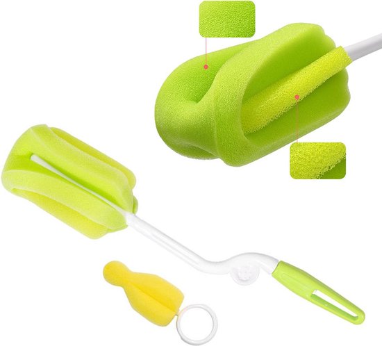DutchStorks - Flessenborstel set - Babyfles borstel - 2-delig - Speen Schoonmaakborstel - Roterend - Hittebestendig - Schoonmaak set - Babyflessen Reinigen - Flessen spons / reiniger Baby/zuigeling - Baby flesborstel van DutchStorks — afbeelding 4