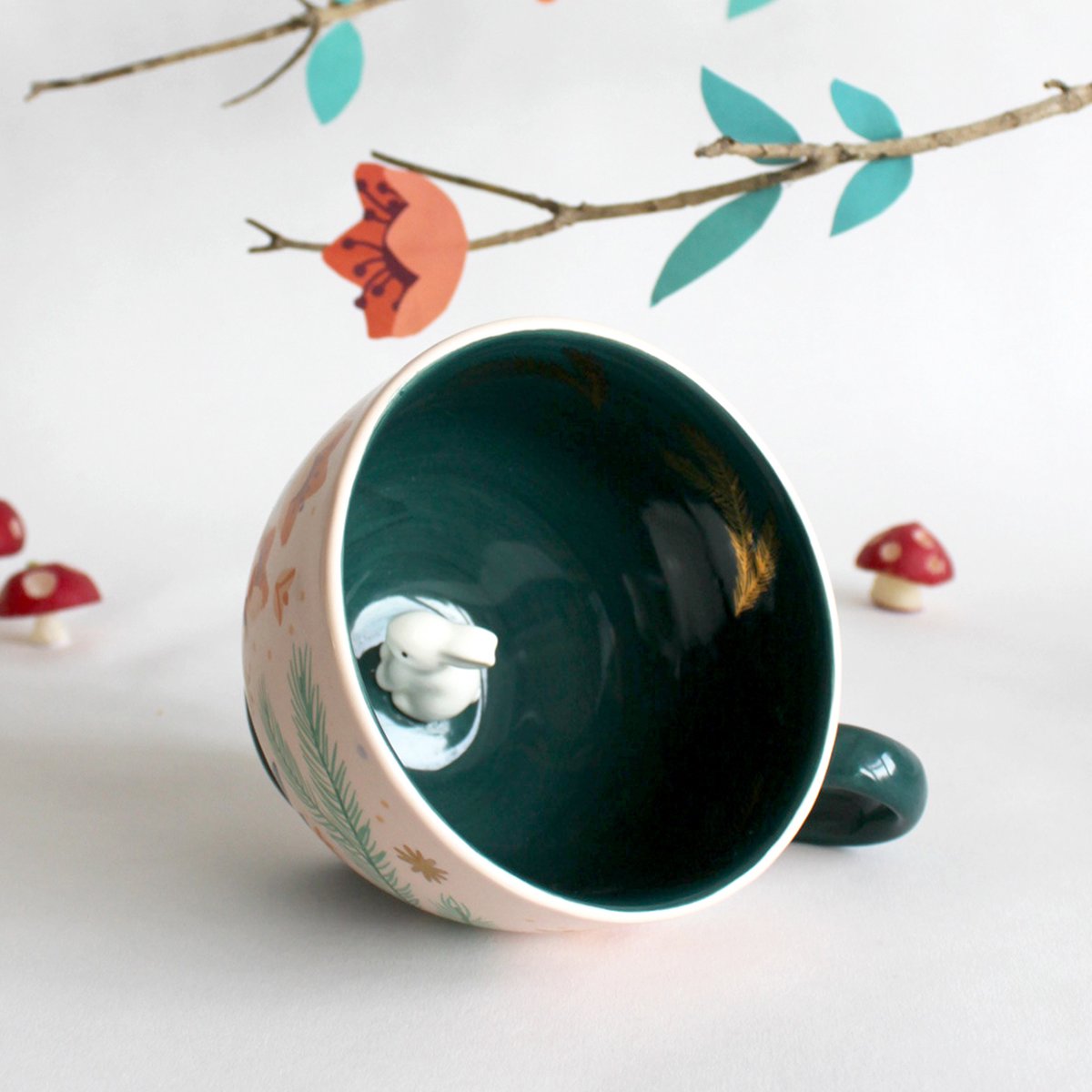 House of Disaster Keramische Mok met Schattig Konijn – Secret Garden Collectie