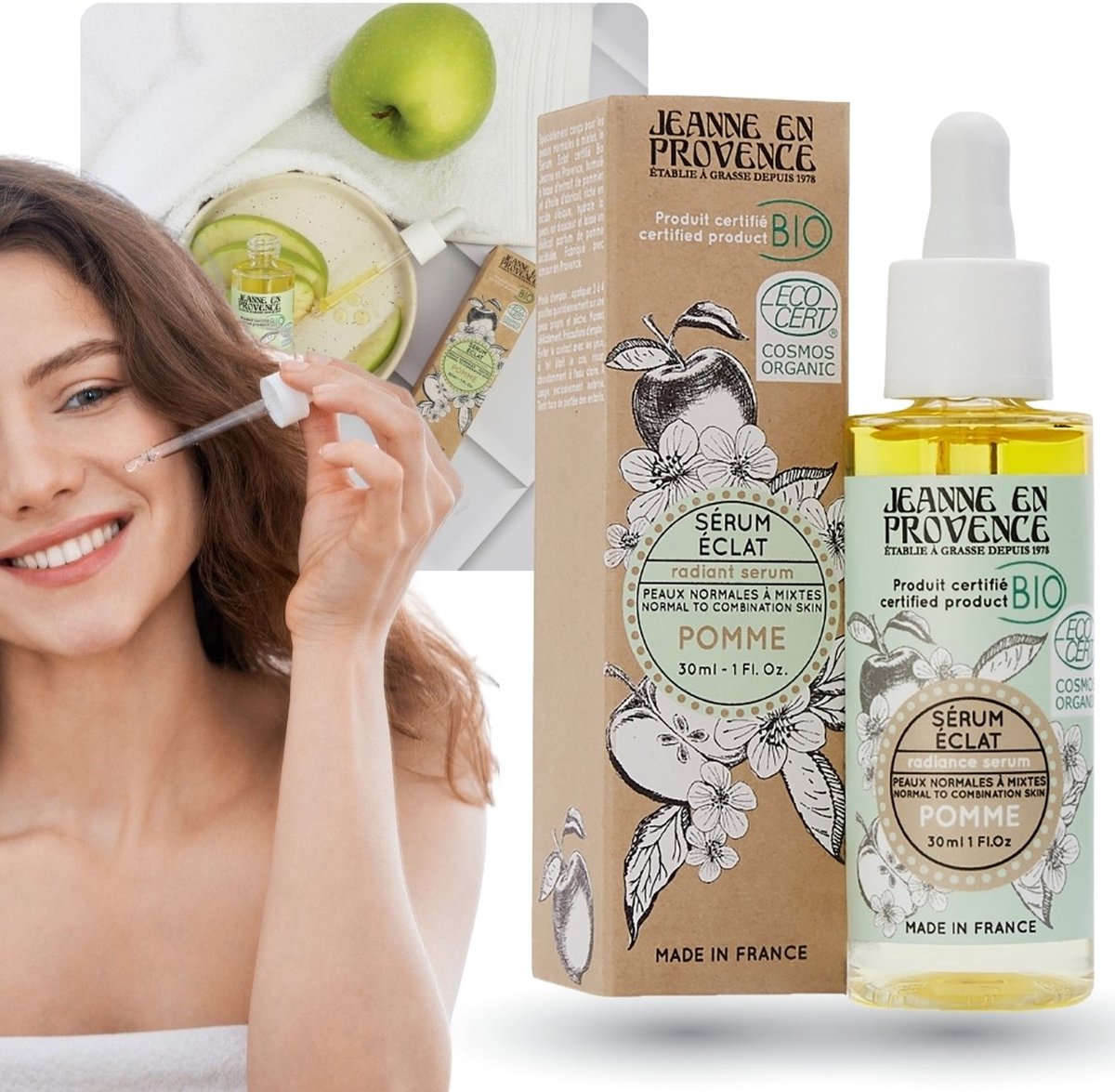 Jeanne en Provence - Appel Verhelderend Gezichtsserum BIO 30 ml.