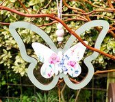 Contreplaqué de décoration de Pâques - décoration de Pâques - forme de papillon - articles de Pâques - printemps - pendentif - décoration - fleurs - 11 x 13 cm