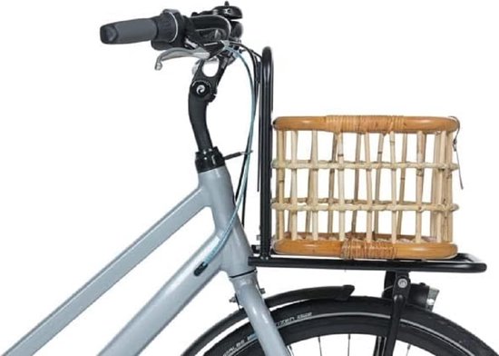 Fietskrat Rotan Green Life Medium Voorop Natural Bruin Met Snelle Bevestiging Fietskrat van Basil — afbeelding 3