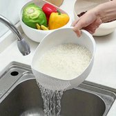 Rijstwasbak - rijstvergiet - waskom met vergietdeel - geschikt voor wassen en afgieten van groenten, fruit, pasta - multifunctioneel keukenvergiet - keukenbenodigdheden