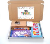 Dag van de zorg cadeautje - brievenbuspakket - Zorgtopper - bedankt voor je inzet - Milka Oreo chocolade - Tony chocolonely donker melk - Mentos - Drop - cadeau