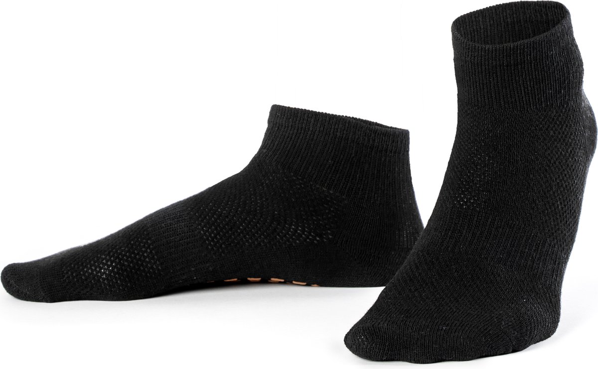 Ecorare® - Yogasokken - Lage gripsokken - Sportsokken - Zwart - Maat M
