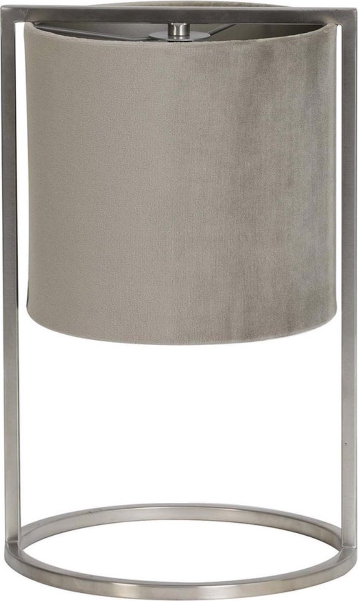 LM-Collection Ogden Tafellamp - Ø25x45cm - E27 - Grijs/Taupe - Metaal/Velours - tafellamp slaapkamer, tafellamp industrieel, tafellampen woonkamer, tafellamp zwart, tafel lamp, tafellamp slaapkamer industrieel, tafellampje
