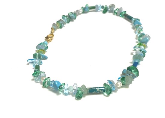 Collier turquoise cristal/perles/pierre précieuse