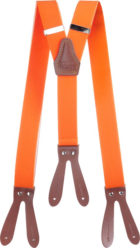 Pierre Mouton Bretel Sterk met Leertjes Oranje 120cm