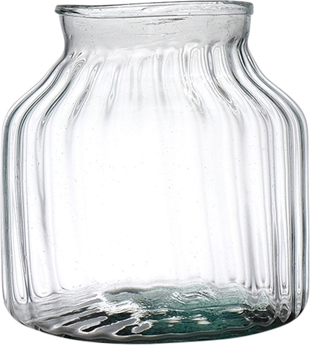 Hakbijl Glass Bloemenvaas Organic - transparant - eco glas - 21 x 20 cm - Melkbus vaas
