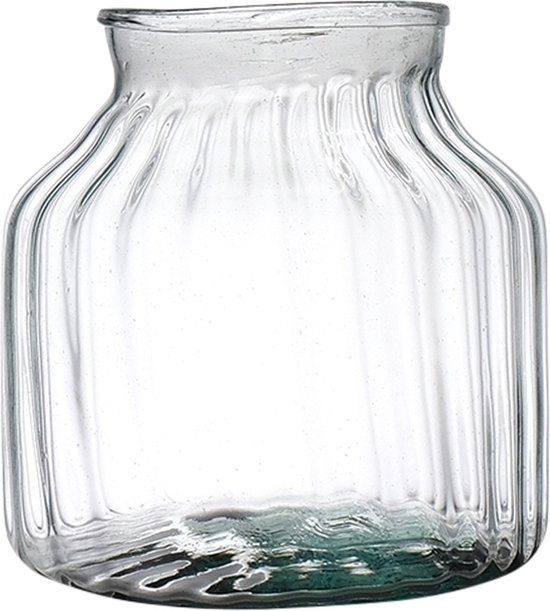 Hakbijl Glass Bloemenvaas Organic - transparant - eco glas - D21 x H20 cm - Melkbus vaas