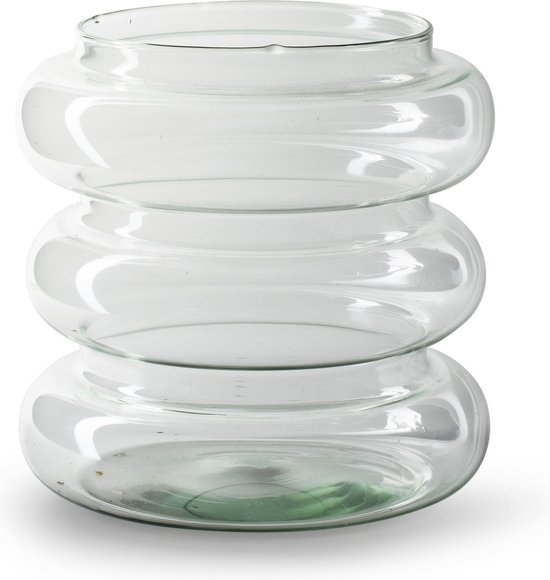 Jodeco Bloemenvaas Bubbles - transparant - glas - D19 x H19 cm - Moderne vaas