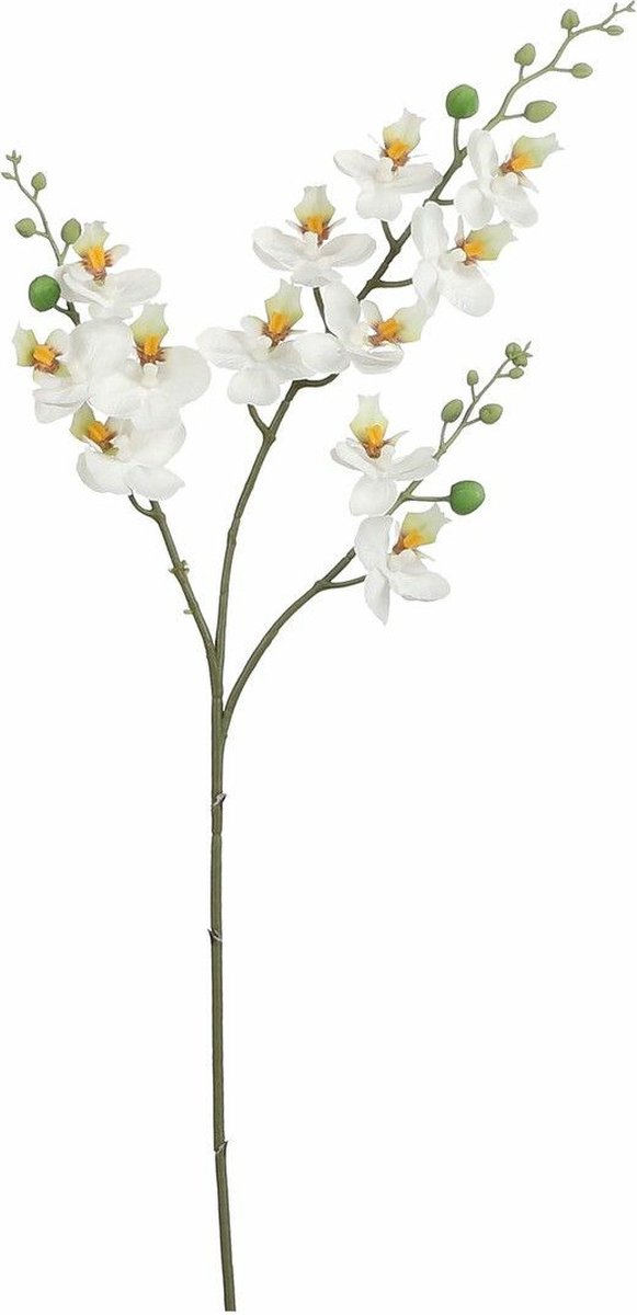 Mica Decorations Kunstbloemen Orchidee tak - wit - 75 cm - Kunst zijdebloemen - siertakken - planten - bloemetjes