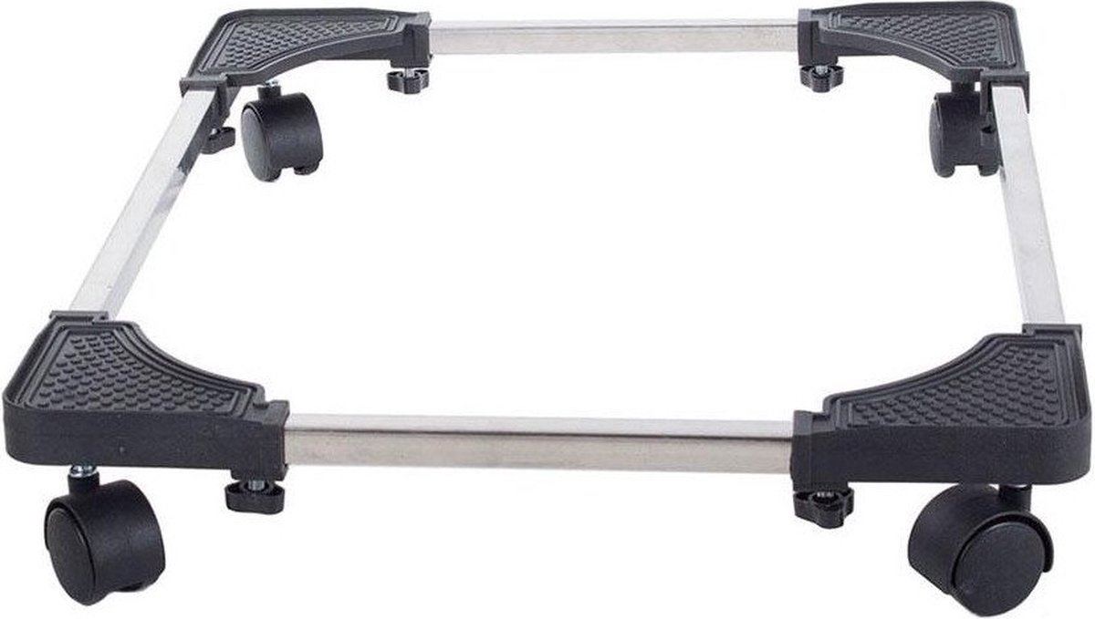 aleawol Mobiel wasmachine-onderstel met 24 wielen, beren 300 kg, verstelbaar 45-70 cm, ultrastabiele wasmachine-basis, transportroller voor koelkast, wasmachine, droger, 2 stuks (zwart