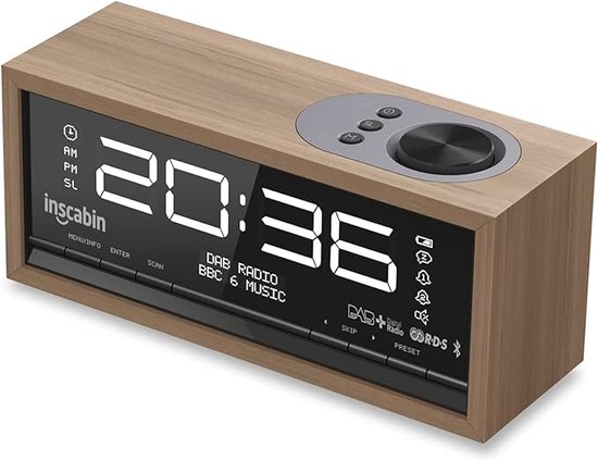 FM Digital Radio Alarm Clock with Large Screen/Bluetooth/Portable Wireless Speaker with Bluetooth,Stereo Sound,Beautiful design for Bedroom Kitchen Office C1 DAB/DAB+ (black)