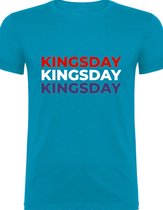 Koningsdag - Kinder T-shirt - Oranje feest - Blauwe T-Shirt - Maat 122/128 - T-shirt leeftijd 7 tot 8 jaar - Grappige teksten - Koningsdag Cadeau - T-Shirt cadeau - Quotes - verjaardag - Nederlandse vlag