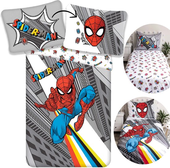Spider-Man Katoenen Beddengoedset, Kinderbeddengoed 140x200cm, OEKO-TEX