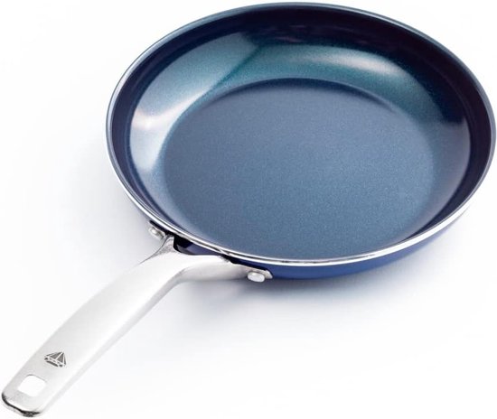 Keukenapparatuur Met Diamanten Versterkte Keramische Antiaanbak 26 cm koekenpan, PFAS-vrij, Vaatwasserbestendig, Ovenbestendig, Blauw