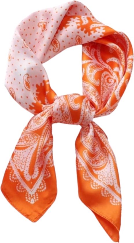 Mooie Dames sjaal oranje | Youhomy accessoires sjaal 70x70cm | Zijde zachte Sjaaltje | Hoofdsjaal voor vrouwen | Stewardess Sjaaltje Orange| WK/EK voetbal| Koningsdag oranje